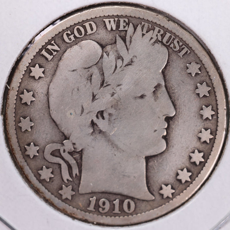 1910-S Barber Half Dollar, Good, Old cleaning, Details, Circulated Coin, Store