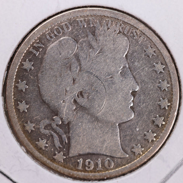 1910-S Barber Half Dollar, Good, Cleaned, Details, Circulated Coin, Store #H910S04