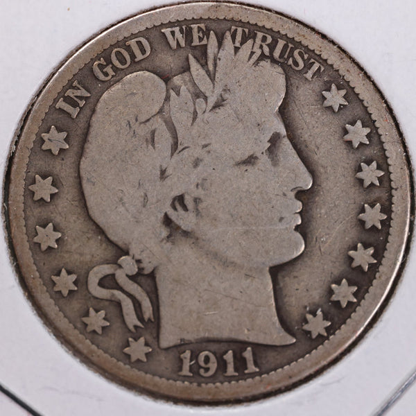 1911 Barber Half Dollar, Very Good, Circulated Coin, Store #H911.02