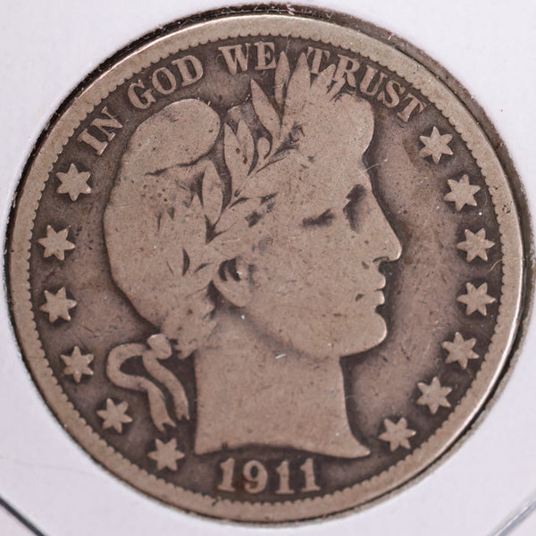 1911 Barber Half Dollar, Very Good, Circulated Coin, Store #H911.03