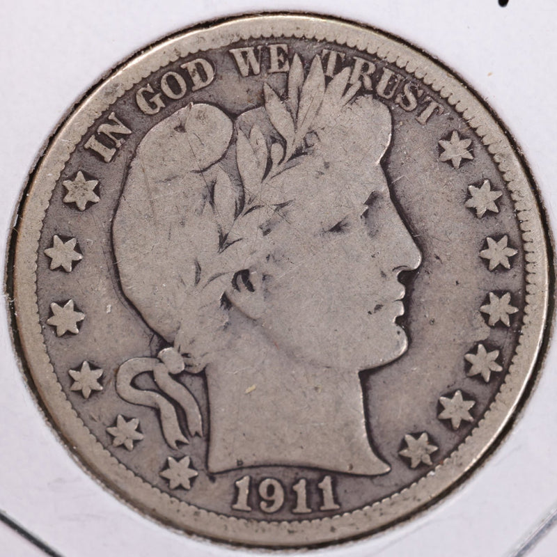 1911 Barber Half Dollar, Very Good, Circulated Coin, Store