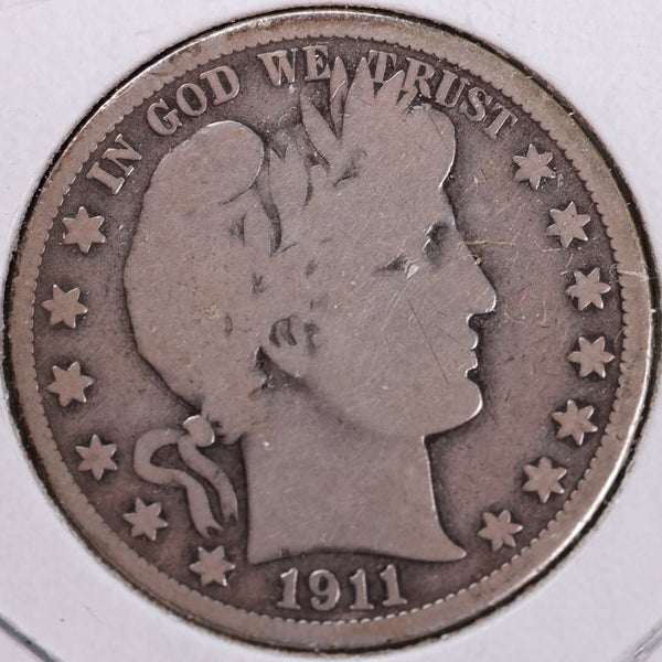 1911-D Barber Half Dollar, Good+, Circulated Coin, Store #H911D02