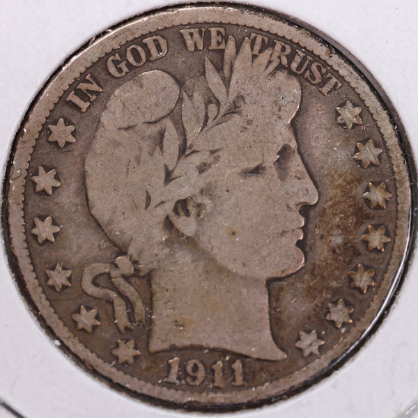 1911-S Barber Half Dollar, Very Good, Circulated Coin, Store #H911S01