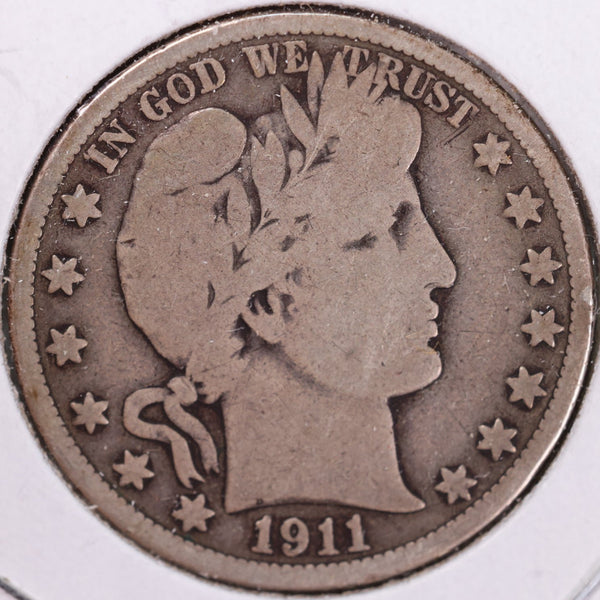 1911-D Barber Half Dollar, Very Good,Circulated Coin, Store #H911D03