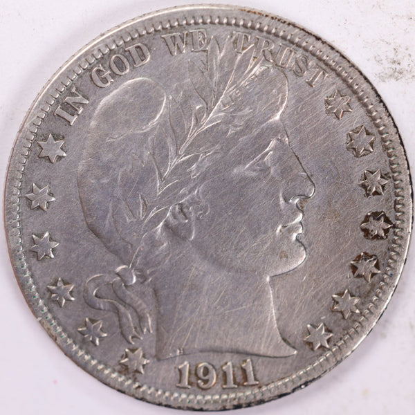 1911-S Barber Half Dollar, Fine, Circulated Coin, Store #H911S02