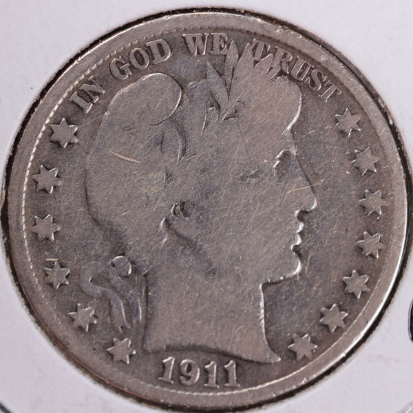 1911-S Barber Half Dollar, Good, Circulated Coin, Store #H911S03