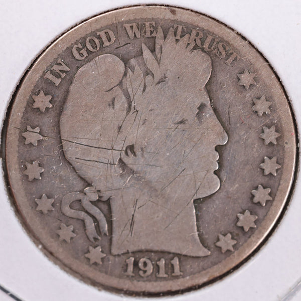 1911-S Barber Half Dollar, Good, Circulated Coin, Store #H911S04