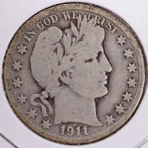 1911-S Barber Half Dollar, Good, Circulated Coin, Store #H911S05