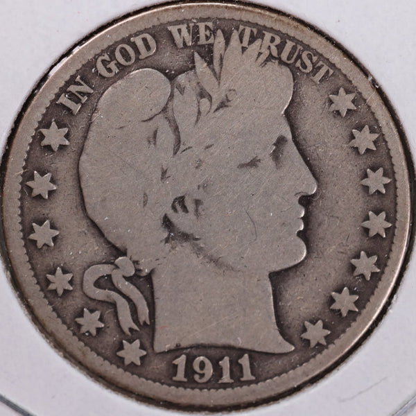 1911-S Barber Half Dollar, Good, Circulated Coin, Store #H911S06