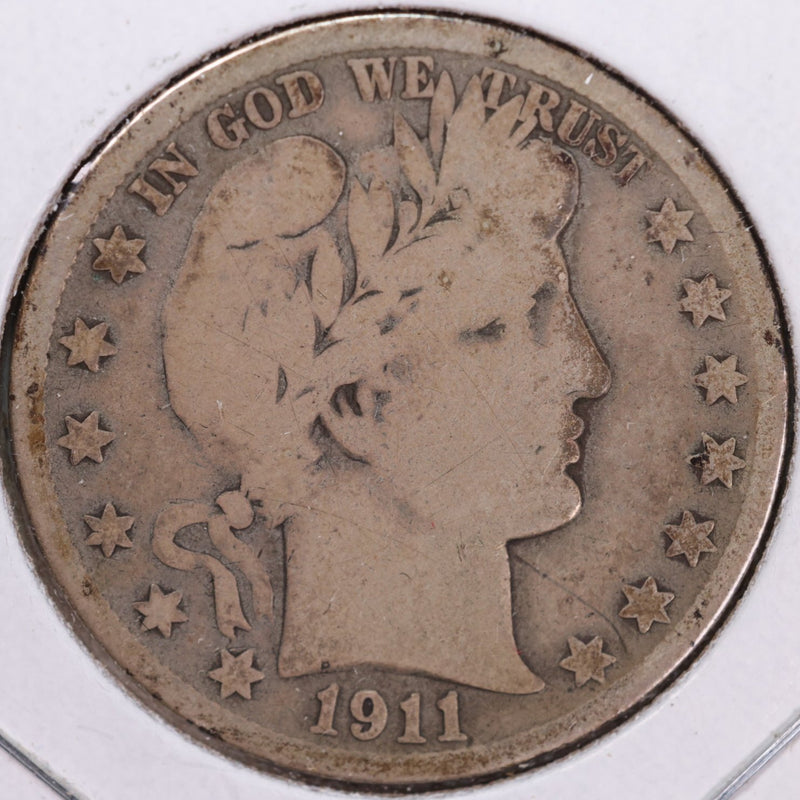 1911-S Barber Half Dollar, Good, Circulated Coin, Store