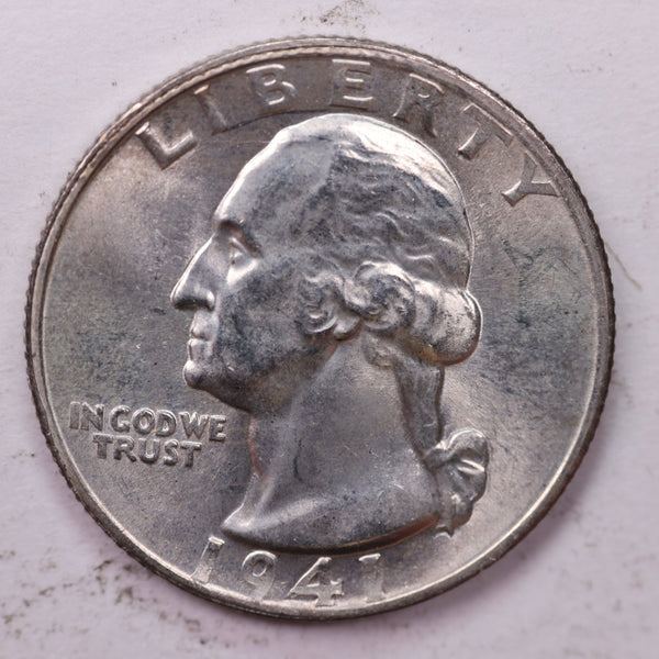 1941-S Washington Silver Quarter, Affordable Uncirculated Collectible Coin. Sale #0353510