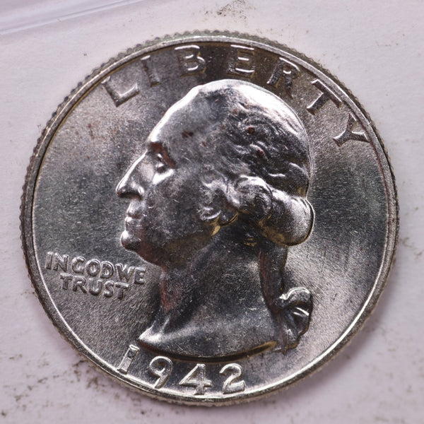 1942 Washington Silver Quarter, Affordable Uncirculated Collectible Coin. Sale #0353512