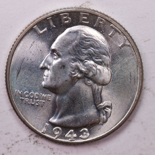 1943 Washington Silver Quarter, Affordable Uncirculated Collectible Coin. Sale #0353520