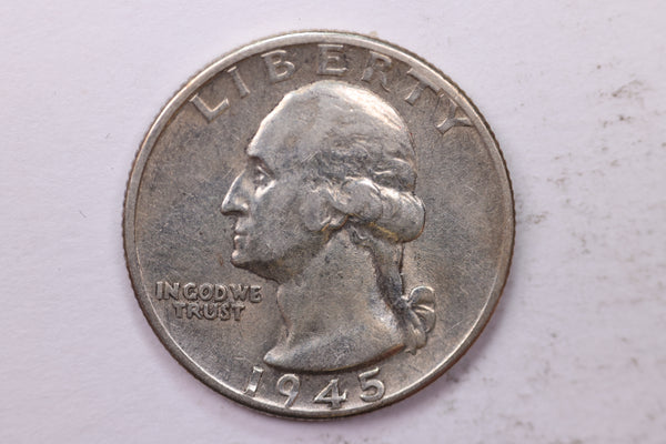 1945-S Washington Silver Quarter, Affordable Circulated Collectible Coin. Sale #0353536