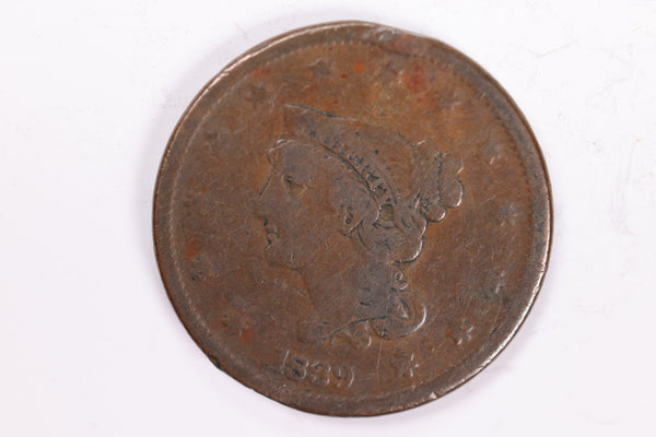 1839 Large Cent., Very Good Circulated Coin., Store Sale #1990