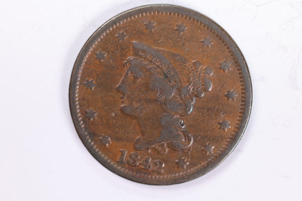 1842 Large Cent., Fine Circulated Coin., Store Sale #1991