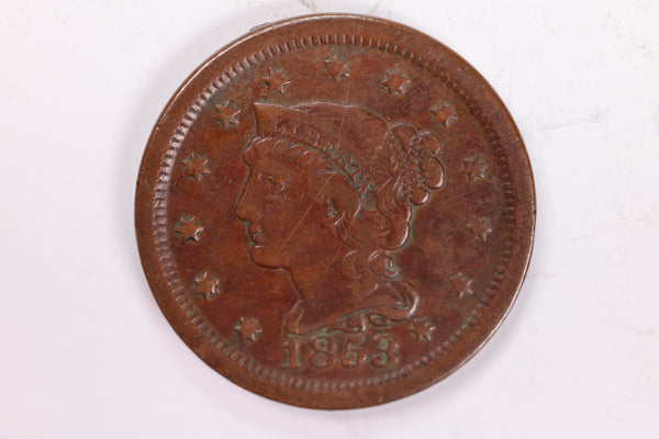 1853 Large Cent., Very Fine Circulated Coin., Store Sale #1993