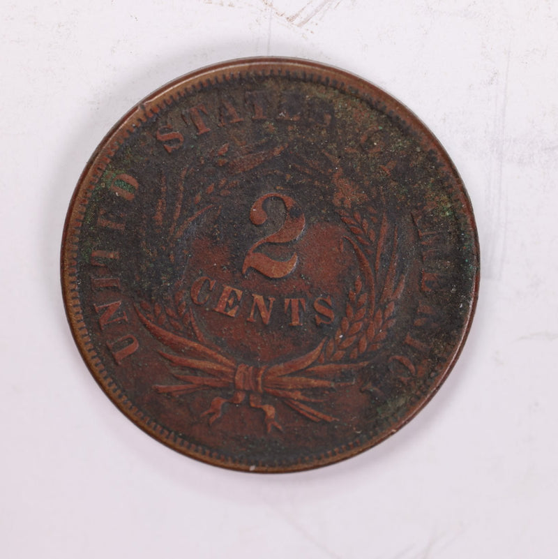 1871 Two Cent Piece., Very Fine Circulated Coin., Store Sale