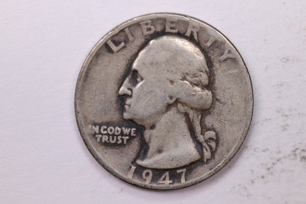 1947-D Washington Silver Quarter, Affordable Circulated Collectible Coin. Sale #0353546