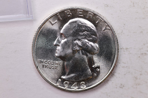 1948-D Washington Silver Quarter, Affordable Uncirculated Collectible Coin. Sale #0353553