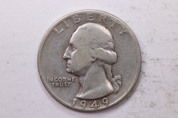 1949 Washington Silver Quarter, Affordable Circulated Collectible Coin. Sale #0353556