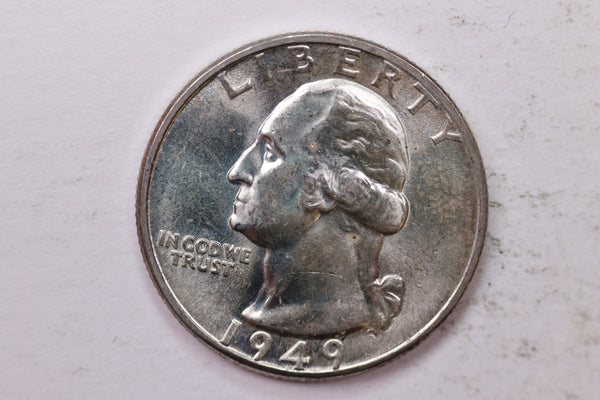 1949-D Washington Silver Quarter, Affordable Uncirculated Collectible Coin. Sale #0353557