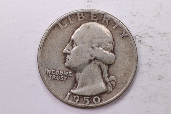 1950 Washington Silver Quarter, Affordable Circulated Collectible Coin. Sale #0353560