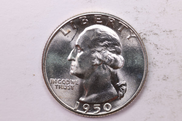 1950-D Washington Silver Quarter, Affordable Uncirculated Collectible Coin. Sale #0353562