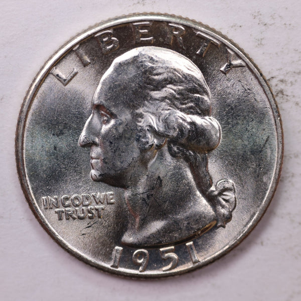 1951 Washington Silver Quarter, Affordable Uncirculated Collectible Coin. Sale #0353566