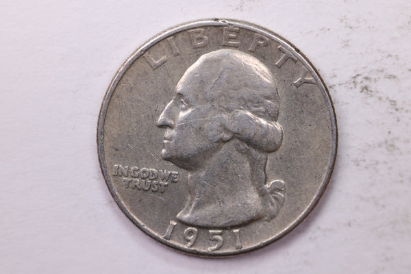 1951 Washington Silver Quarter, Affordable Circulated Collectible Coin. Sale #0353567