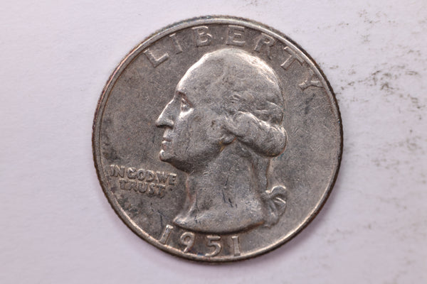 1951-D Washington Silver Quarter, Affordable Circulated Collectible Coin. Sale #0353569