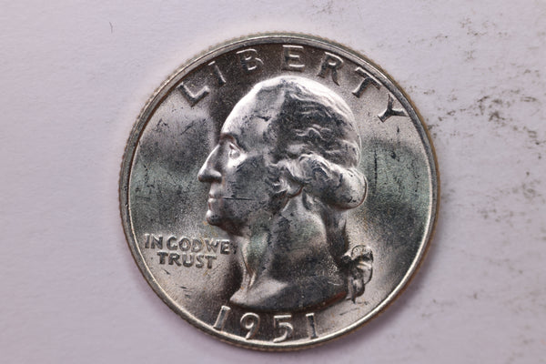 1951-D Washington Silver Quarter, Affordable Uncirculated Collectible Coin. Sale #0353570