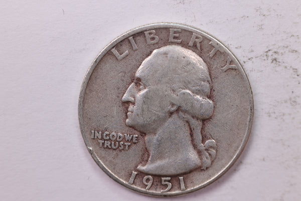 1951-S Washington Silver Quarter, Affordable Circulated Collectible Coin. Sale #0353571