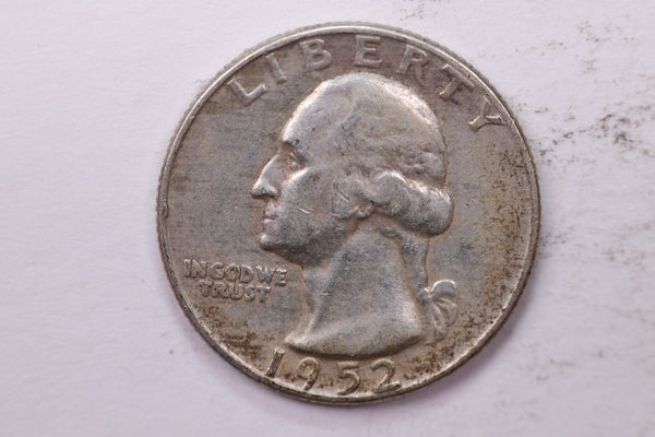 1952-D Washington Silver Quarter, Affordable Circulated Collectible Coin. Sale #0353576