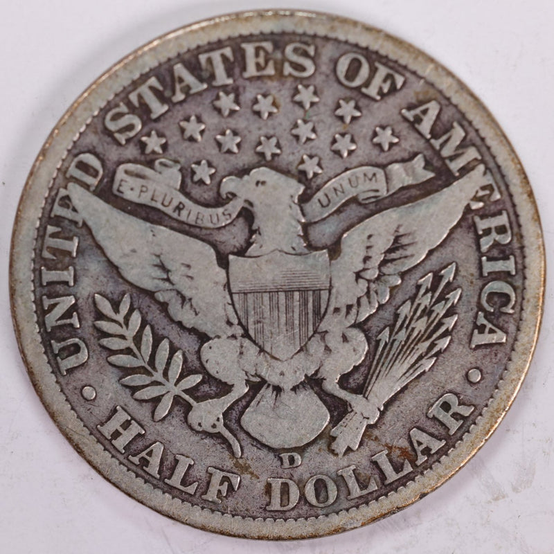 1908-D Barber Half Dollar, Very Good Circulated Coin, Store