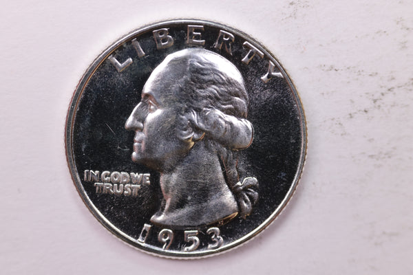 1953 Proof Washington Silver Quarter, Affordable Uncirculated Collectible Coin. Sale #0353581