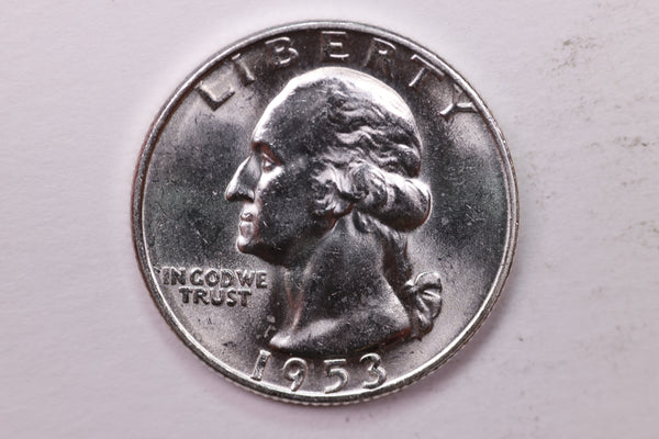 1953-D Washington Silver Quarter, Affordable Uncirculated Collectible Coin. Sale #0353585