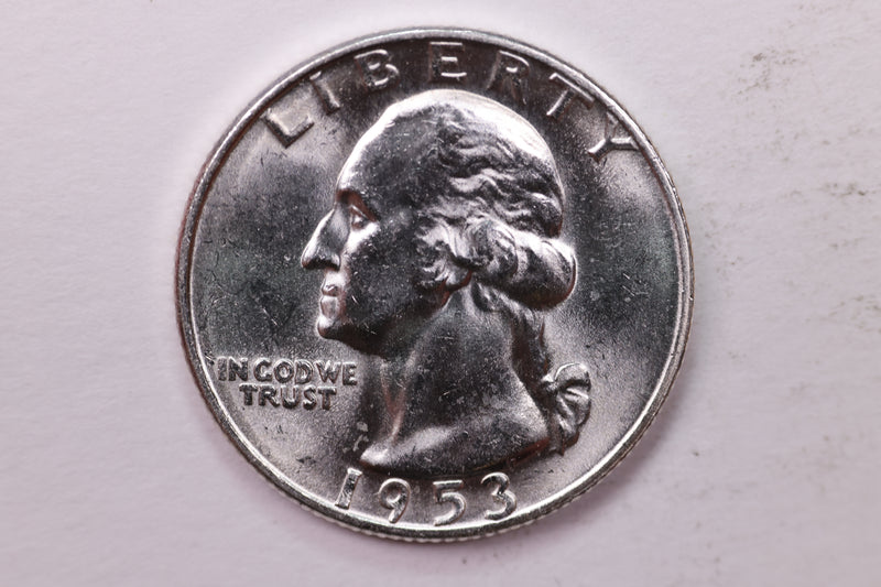 1953-D Washington Silver Quarter, Affordable Uncirculated Collectible Coin. Sale