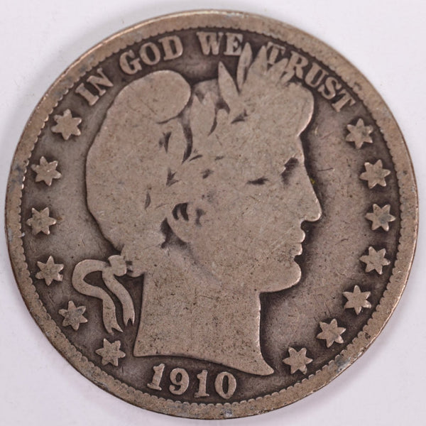 1910 Barber Half Dollar, Good Circulated Coin, Store #H910.04