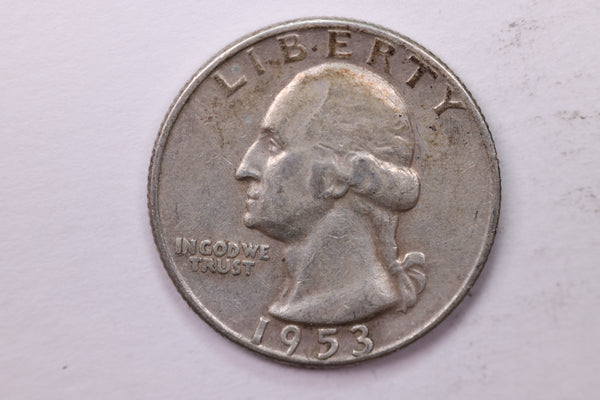 1953-S Washington Silver Quarter, Affordable Circulated Collectible Coin. Sale #0353586