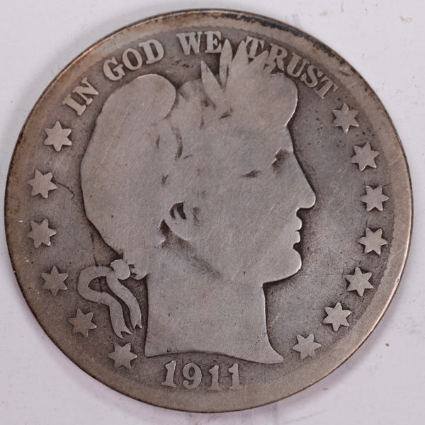 1911-D Barber Half Dollar, About Good Circulated Coin, Store #H911D05