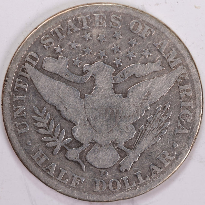 1911-D Barber Half Dollar, Very Good (old cleaning)  Circulated Coin, Store