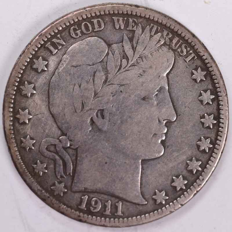 1911-D Barber Half Dollar, Fine+ (details) Circulated Coin, Store