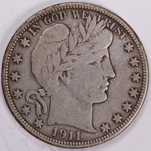 1911-D Barber Half Dollar, Very Fine Circulated Coin, Store #H911D07