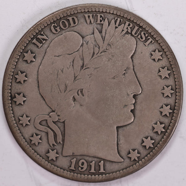 1911-D Barber Half Dollar, Very Good Circulated Coin, Store #H911D09