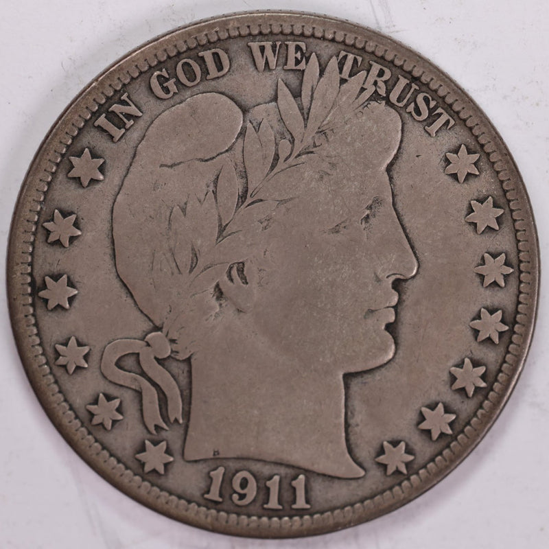 1911-D Barber Half Dollar, Very Good Circulated Coin, Store