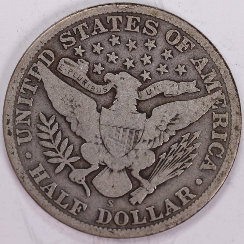 1911-S Barber Half Dollar, Very Good+ Circulated Coin, Store