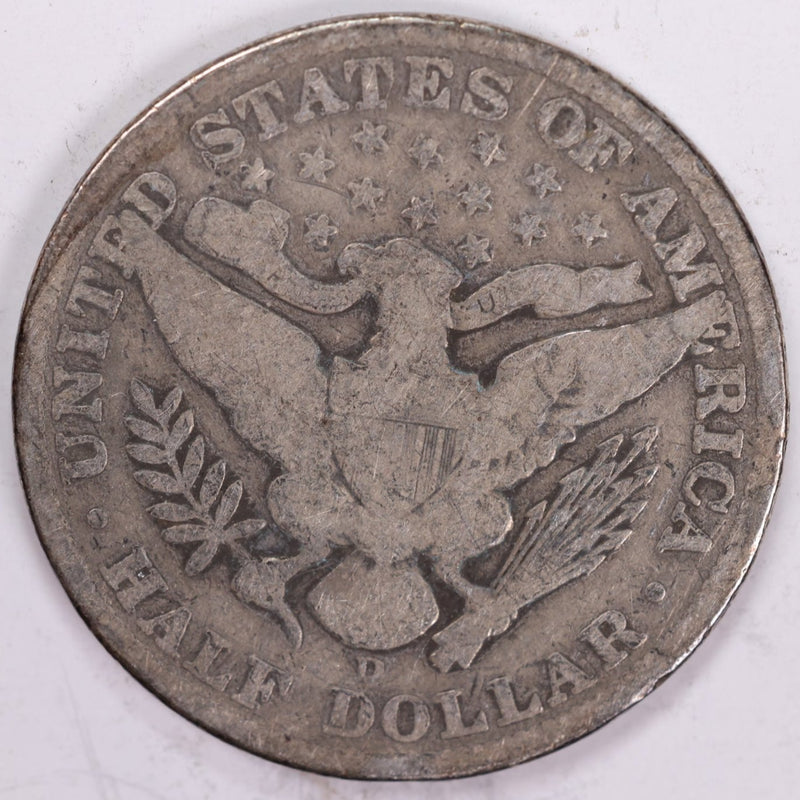 1908-D Barber Half Dollar, About Good Circulated Coin, Store