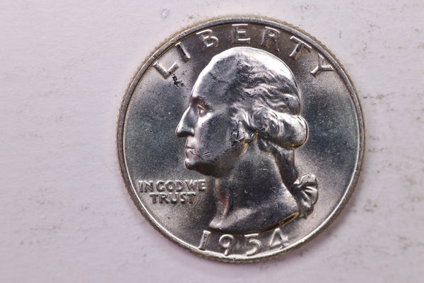 1954-D Washington Silver Quarter, Affordable Uncirculated Collectible Coin. Sale #0353595