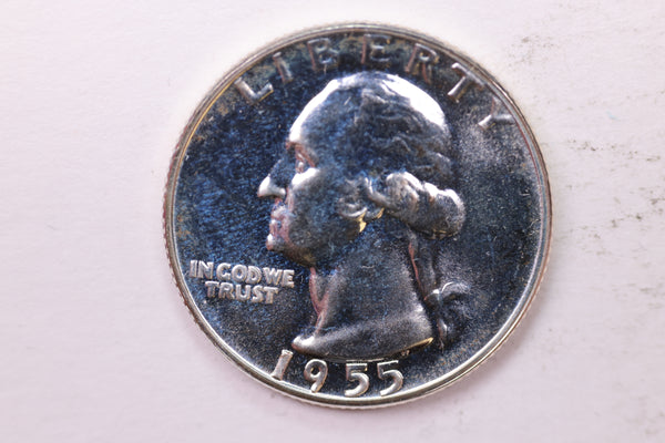 1955 Proof Washington Silver Quarter, Affordable Uncirculated Collectible Coin. Sale #0353599